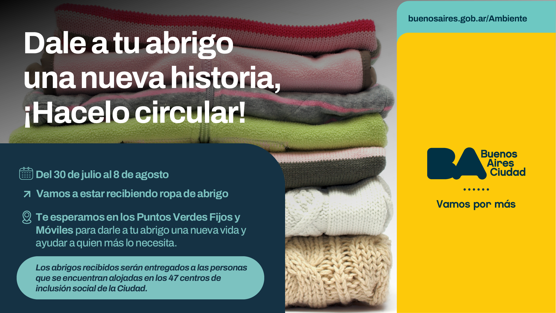Campaña de recepción de abrigos para personas alojadas en los centros de Inclusión Social
