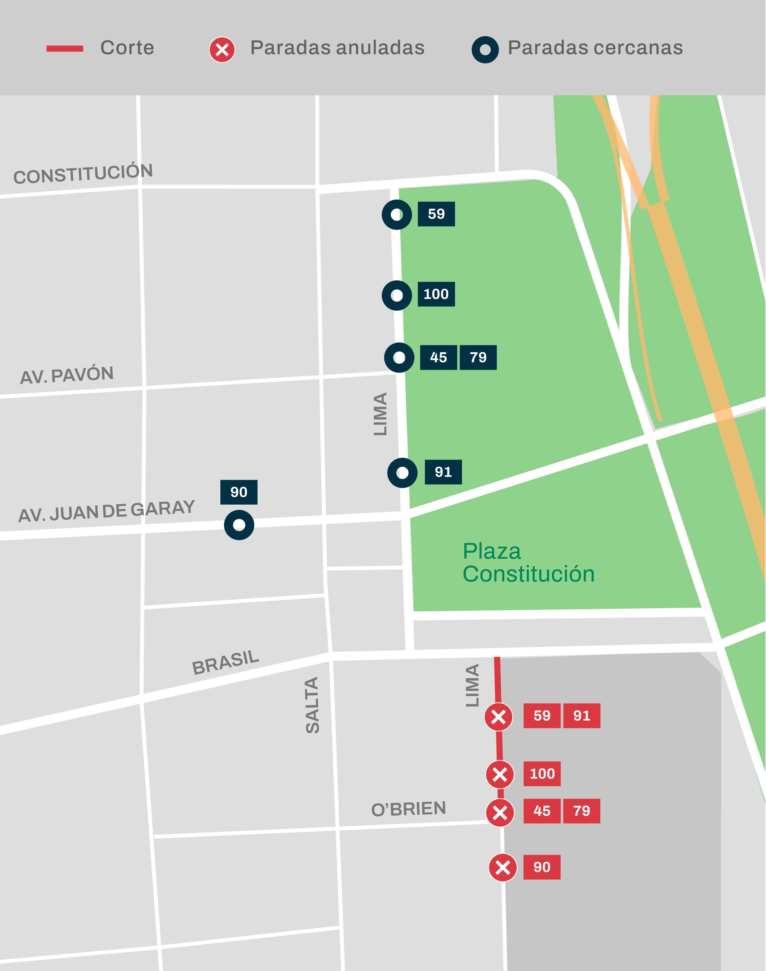 Cortes y desvíos en Constitución por obras de AYSA