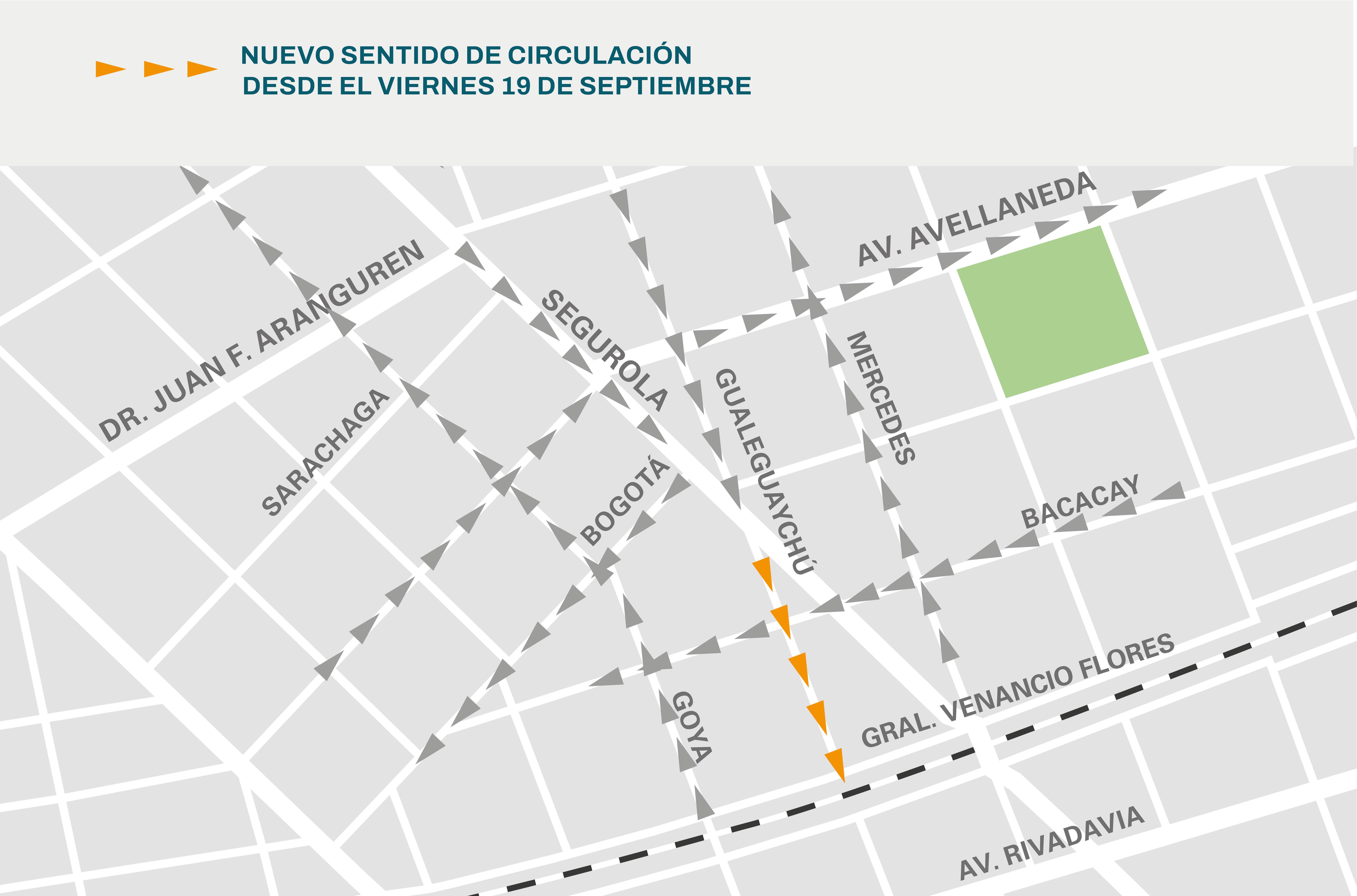 Cambio de sentido de la calle Gualeguaychú para ordenar el tránsito