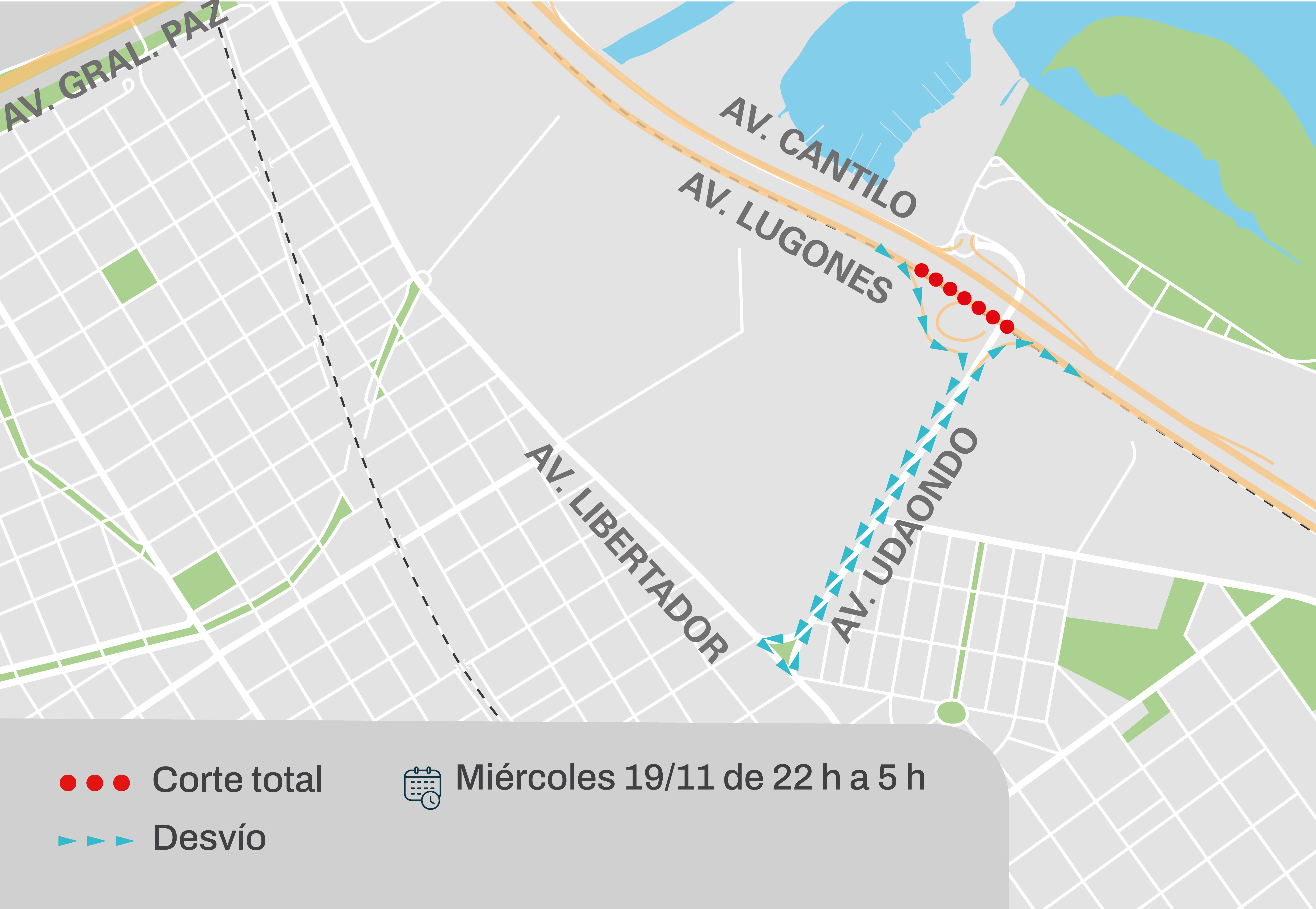 Corte parcial en Avenida Lugones 