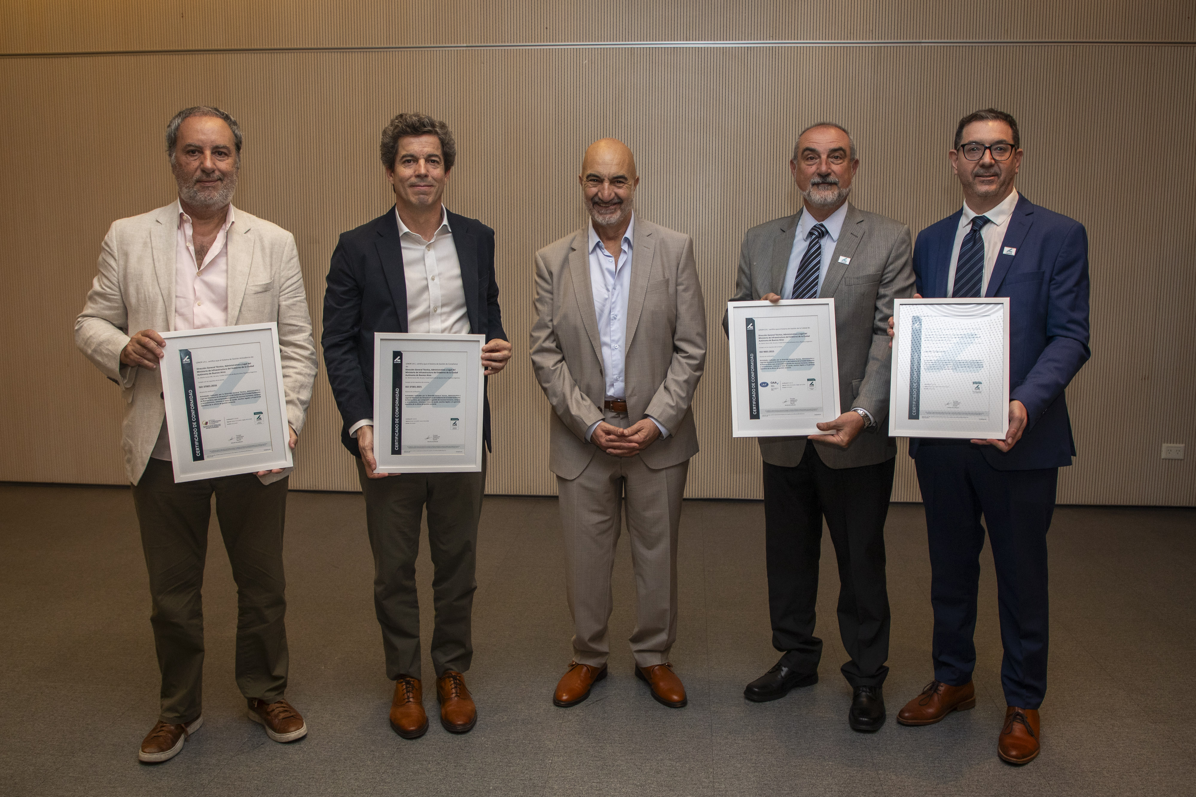 El Ministerio de Infraestructura obtuvo certificaciones en Normas ISO