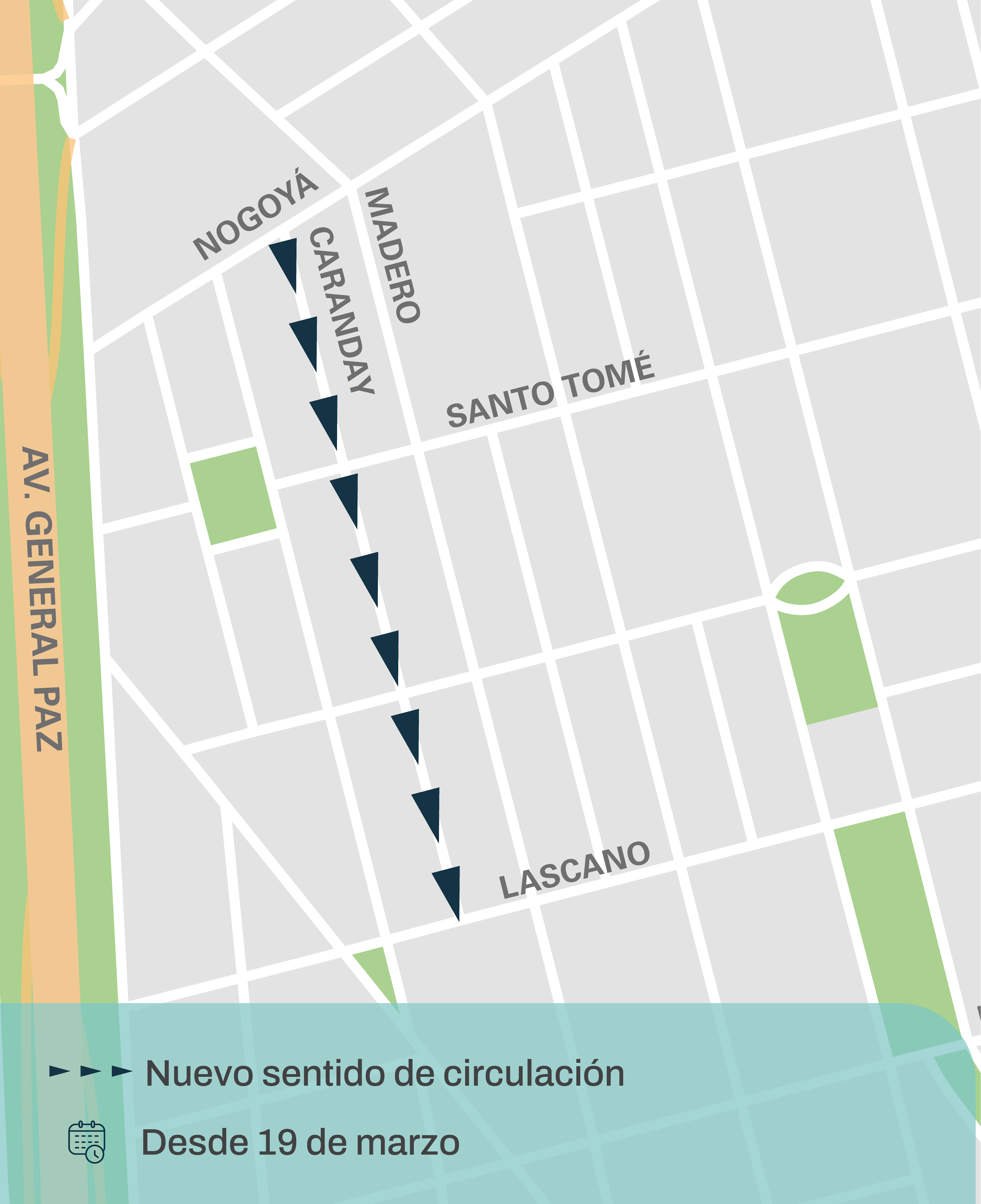 Cambio de sentido en la calle Caranday