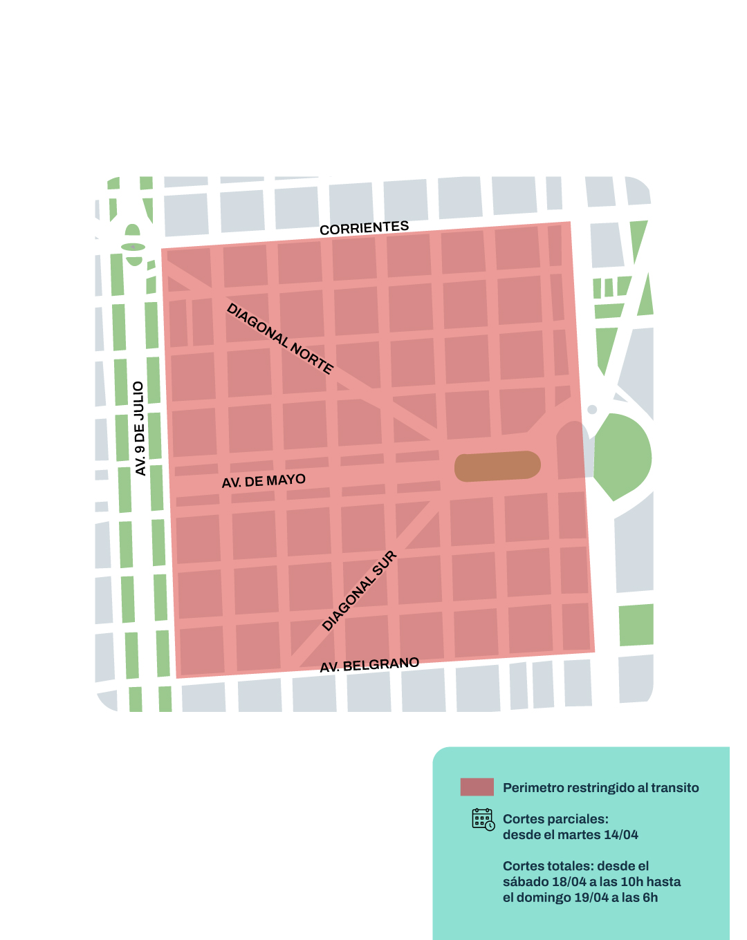 Cortes por evento este sábado 18 de abril