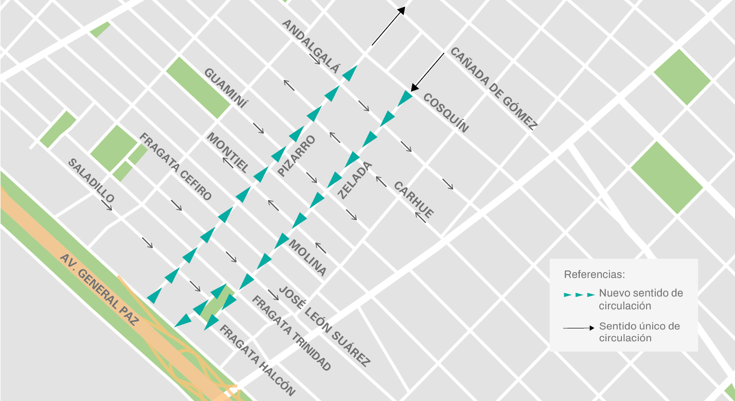Cambio de sentido de las calles Pizarro y Zelada