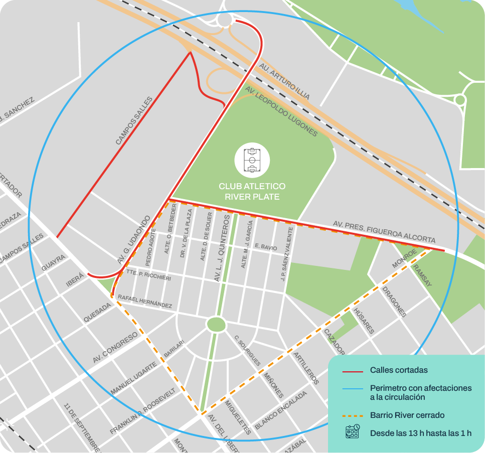 Cortes y desvíos por evento musical en River Plate