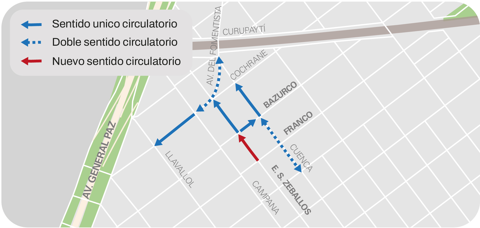 Cambio de sentido de la calle Estanislao San Zeballos