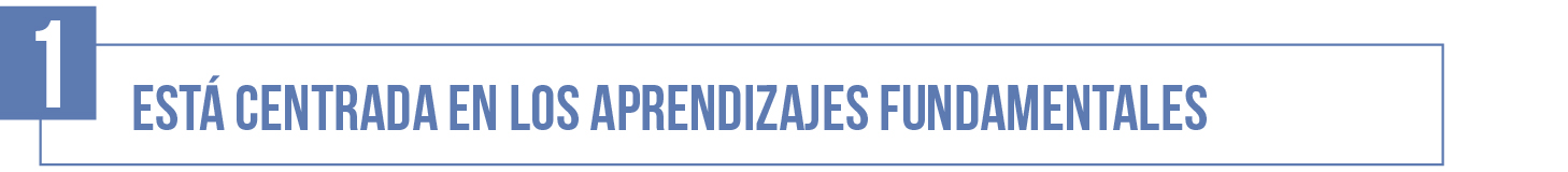 1- Está centrada en los aprendizajes fundamentales