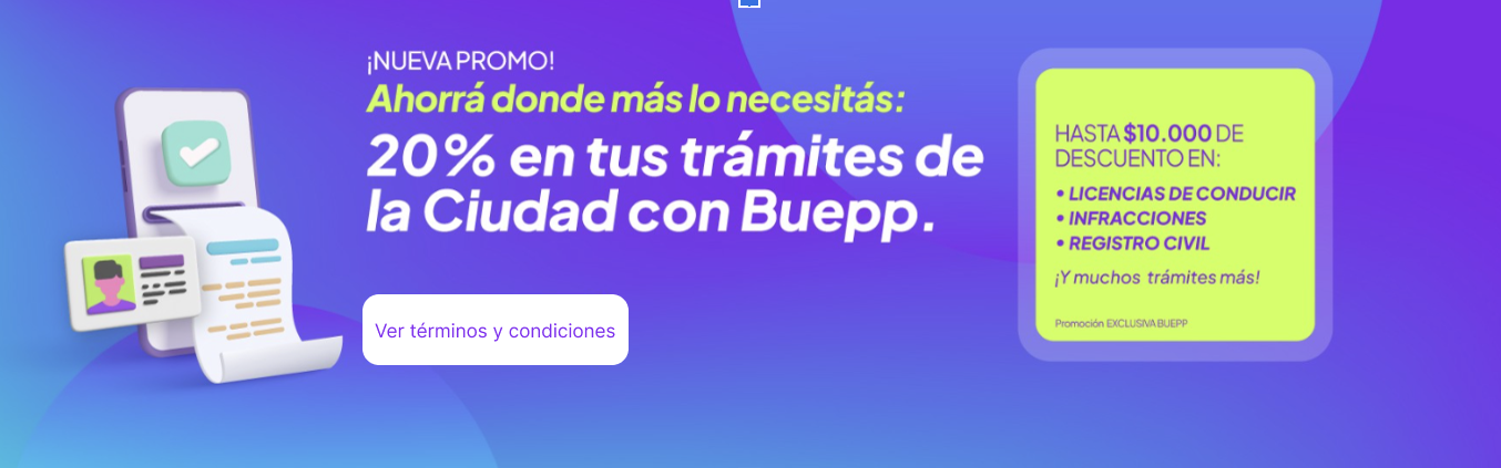 20 por ciento en tus trámites de la Ciudad con Buepp