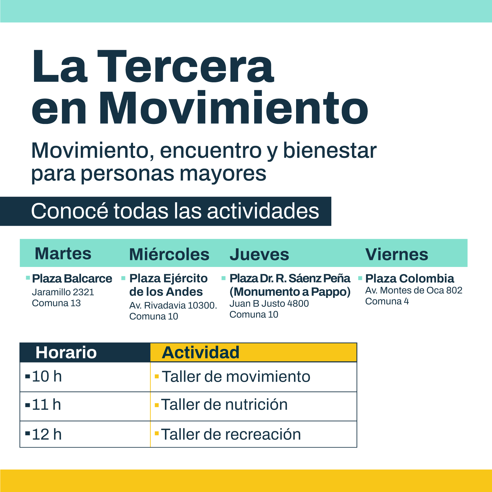 Horarios la Tercera en movimiento