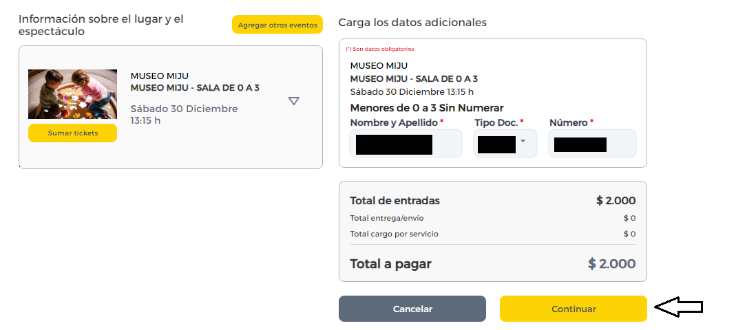 Datos tarjeta y adulto