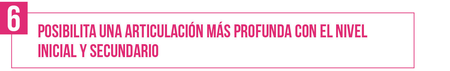 6- Posibilita una articulación más profunda con el nivel inicial y secundario