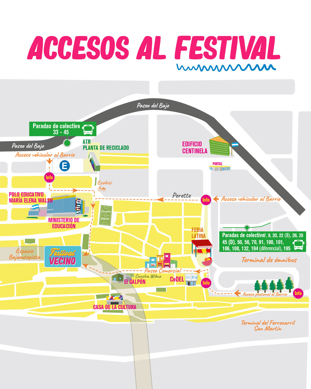 Mapa de accesos al festival