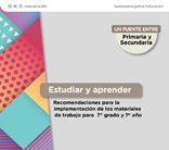 Estudiar y aprender - Un puente entre Primaria y Secundaria: Recomendaciones para la implementación