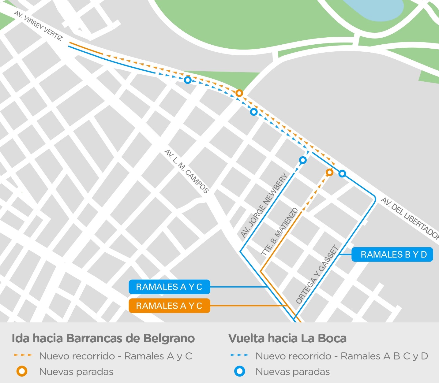 mapa cambio de recorrido linea 64