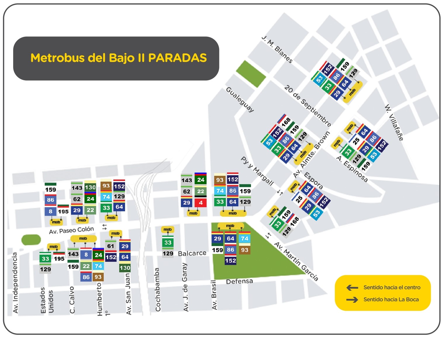 mapa de paradas metrobus del bajo 2