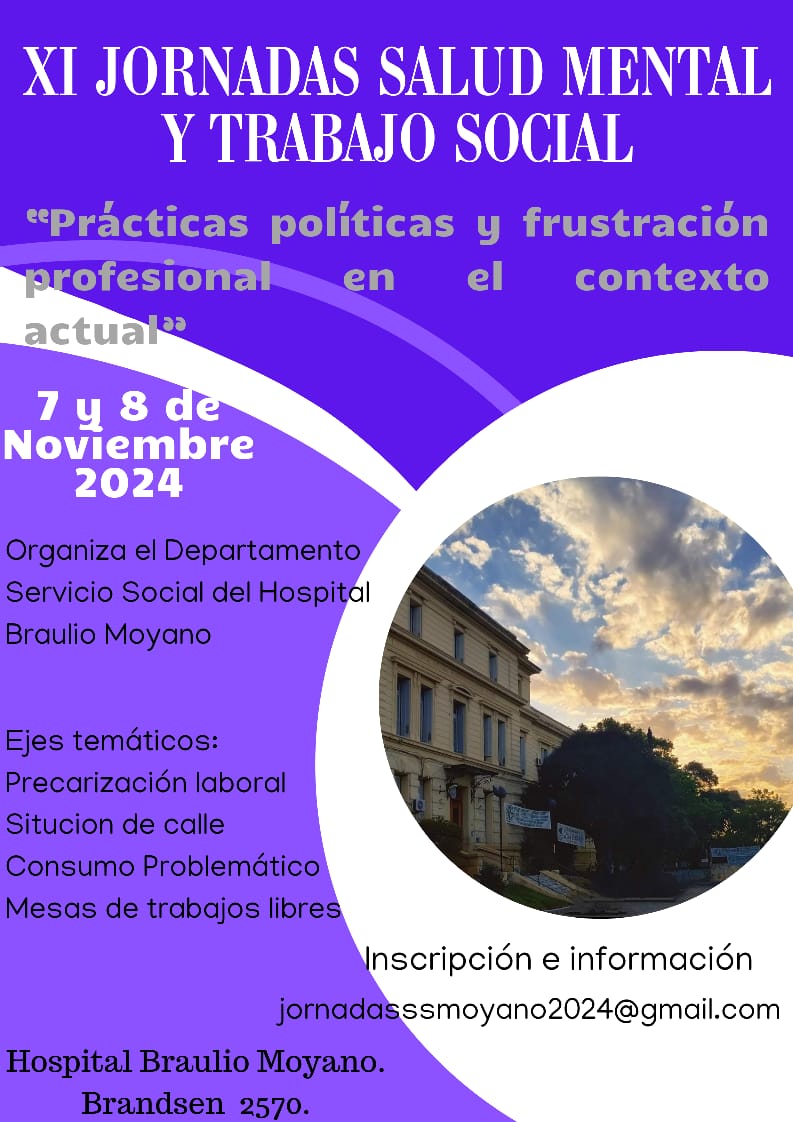  XI JORNADAS DE SALUD MENTAL Y TRABAJO SOCIAL: “Prácticas políticas y frustración profesional en el contexto actual”