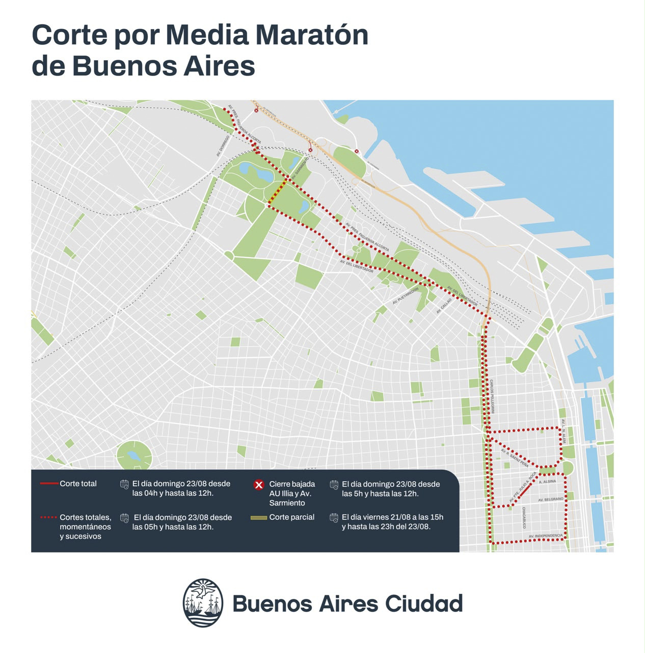 Cortes de tránsito por la Media Maratón de Buenos Aires