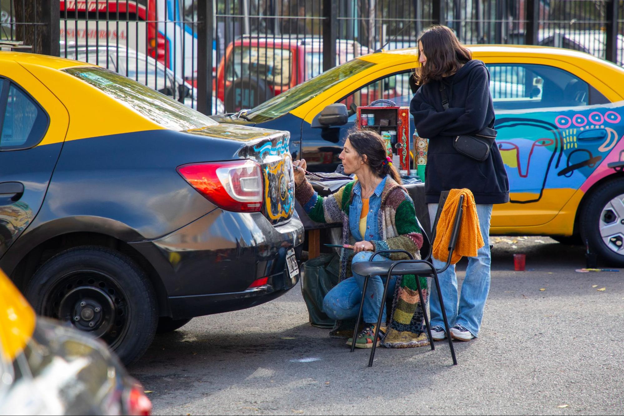 fileteado en un taxi