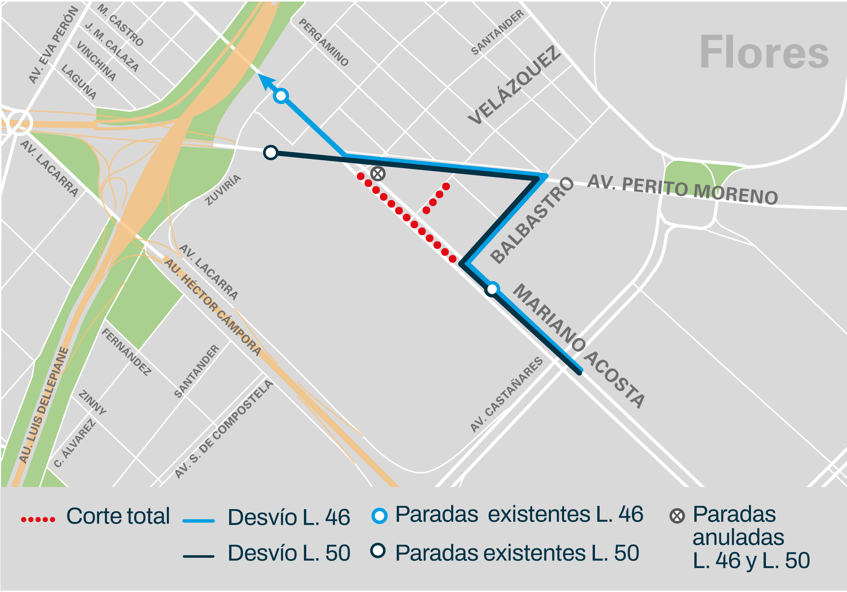 Desvíos en Mariano Acosta