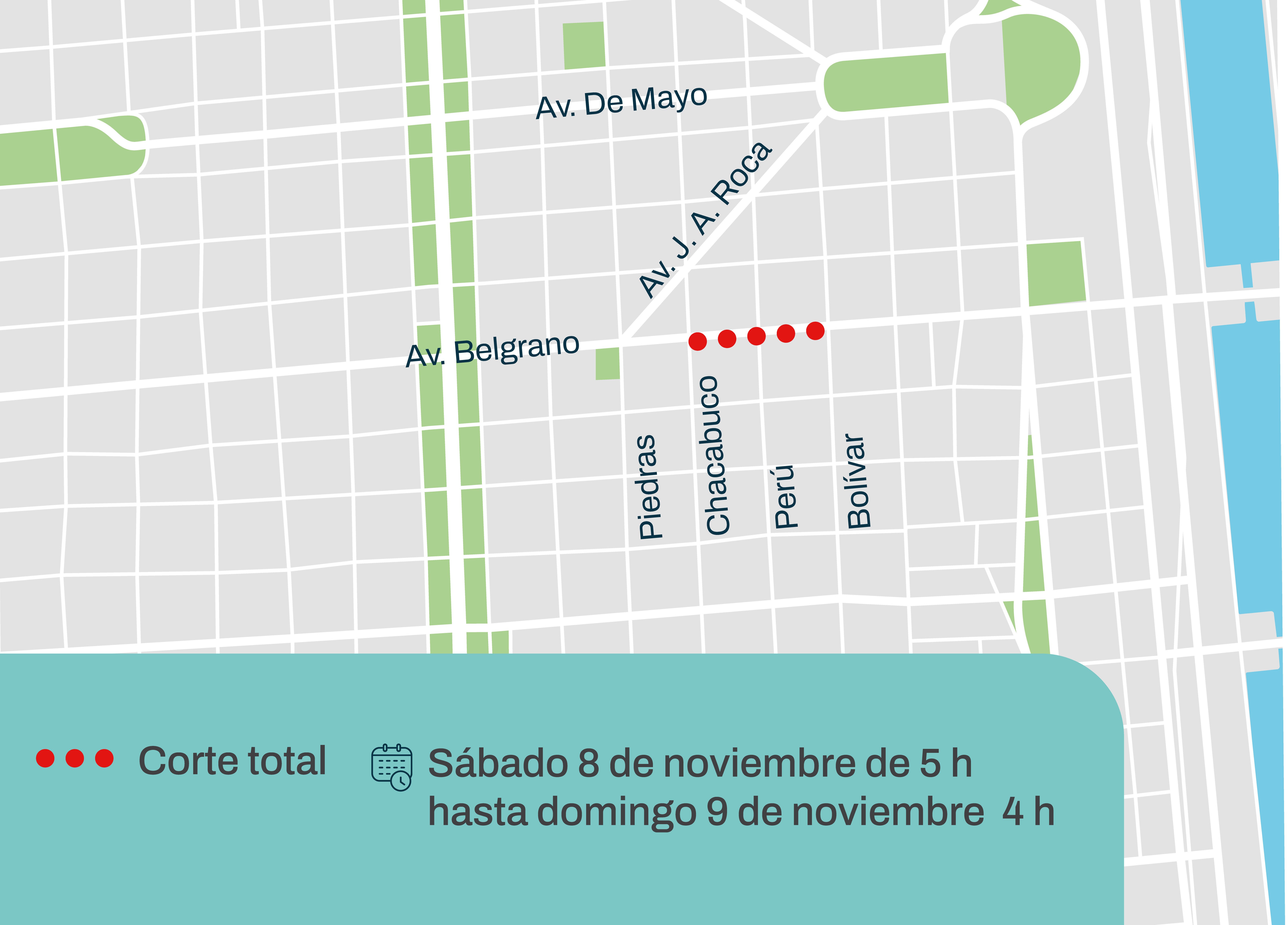 Avenida Belgrano entre Chacabuco y Bolivar