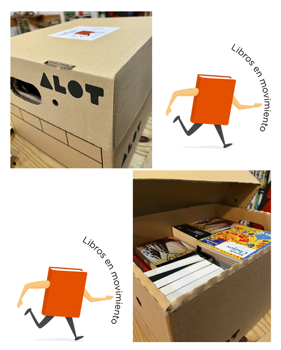 cajas libros en movimiento