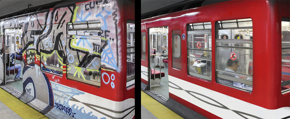 Finalizamos los trabajos de limpieza y remoción de graffitis en la Línea B