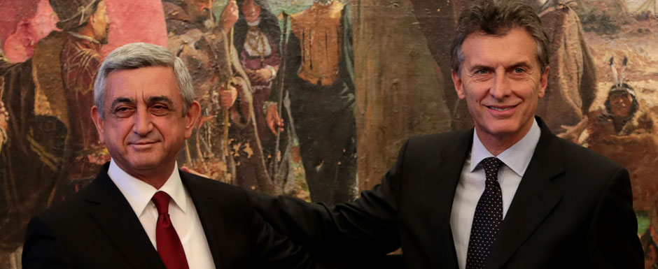 Mauricio Macri le entregó las llaves de la Ciudad al presidente de Armenia