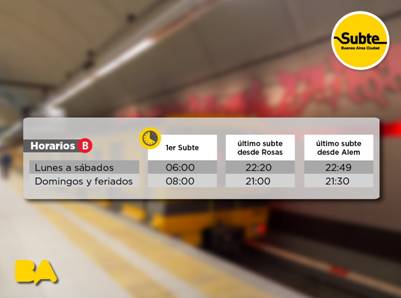 Horario extendido de servicio de la Línea B 
