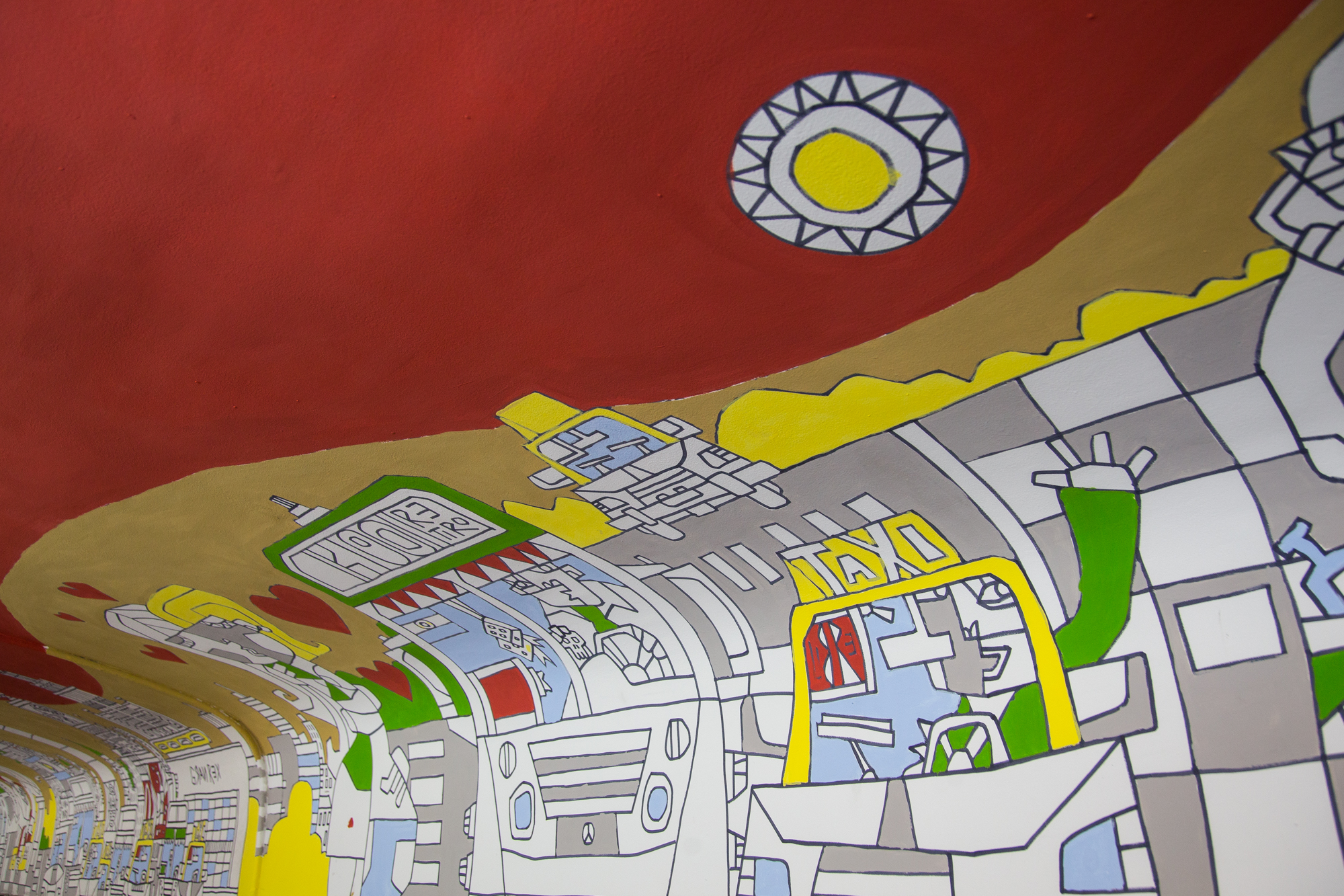 Íconos porteños en la estación Pueyrredón de la Línea D