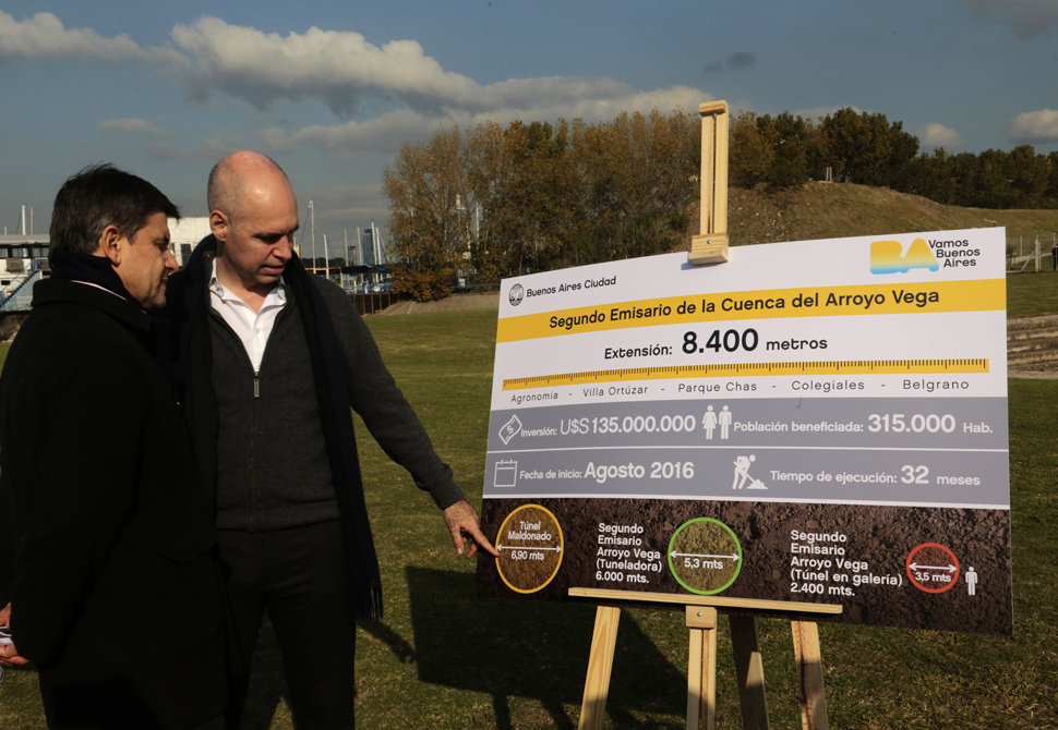 Horacio Rodríguez Larreta anunció la construcción del segundo emisario del arroyo Vega  