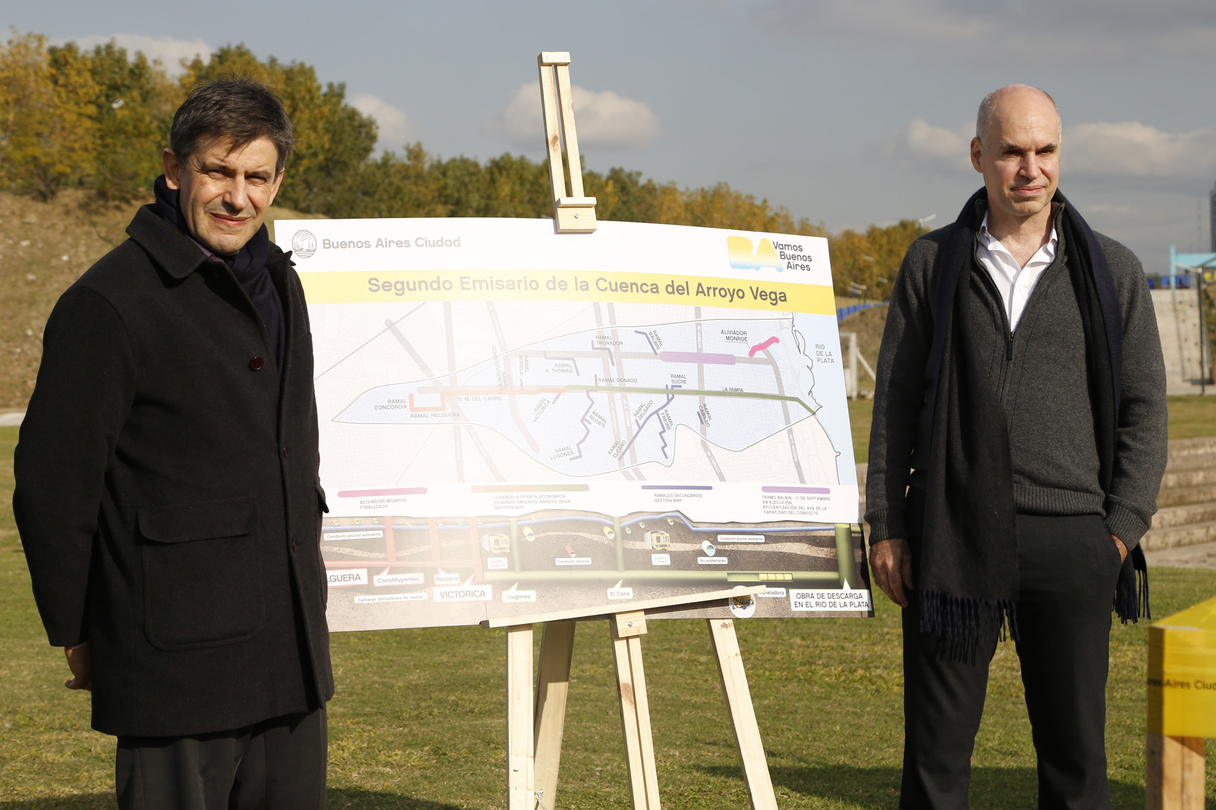 Horacio Rodríguez Larreta anunció la construcción del segundo emisario del arroyo Vega