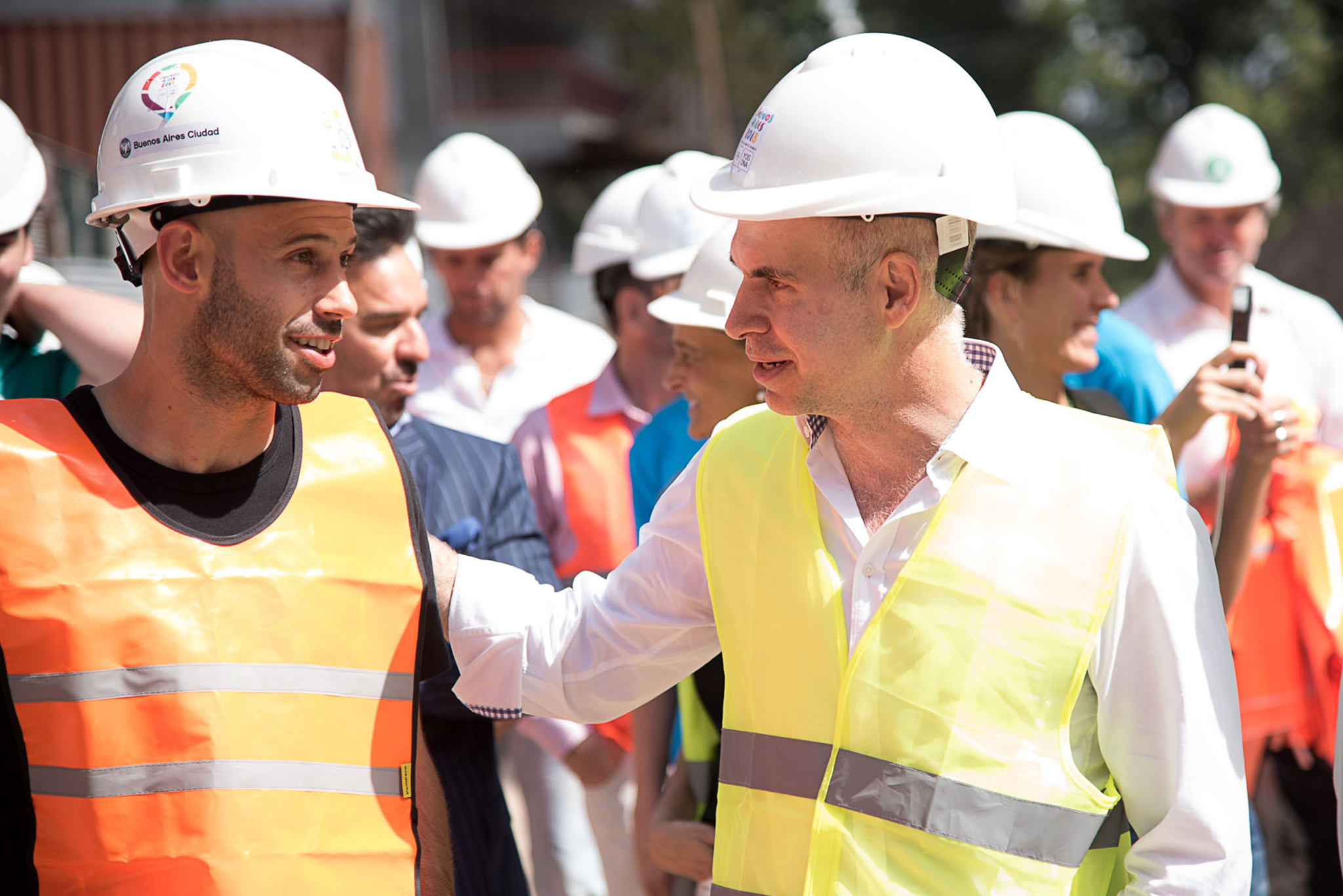 Horacio Rodríguez Larreta recorrió la futura Villa Olímpica junto a Javier Mascherano