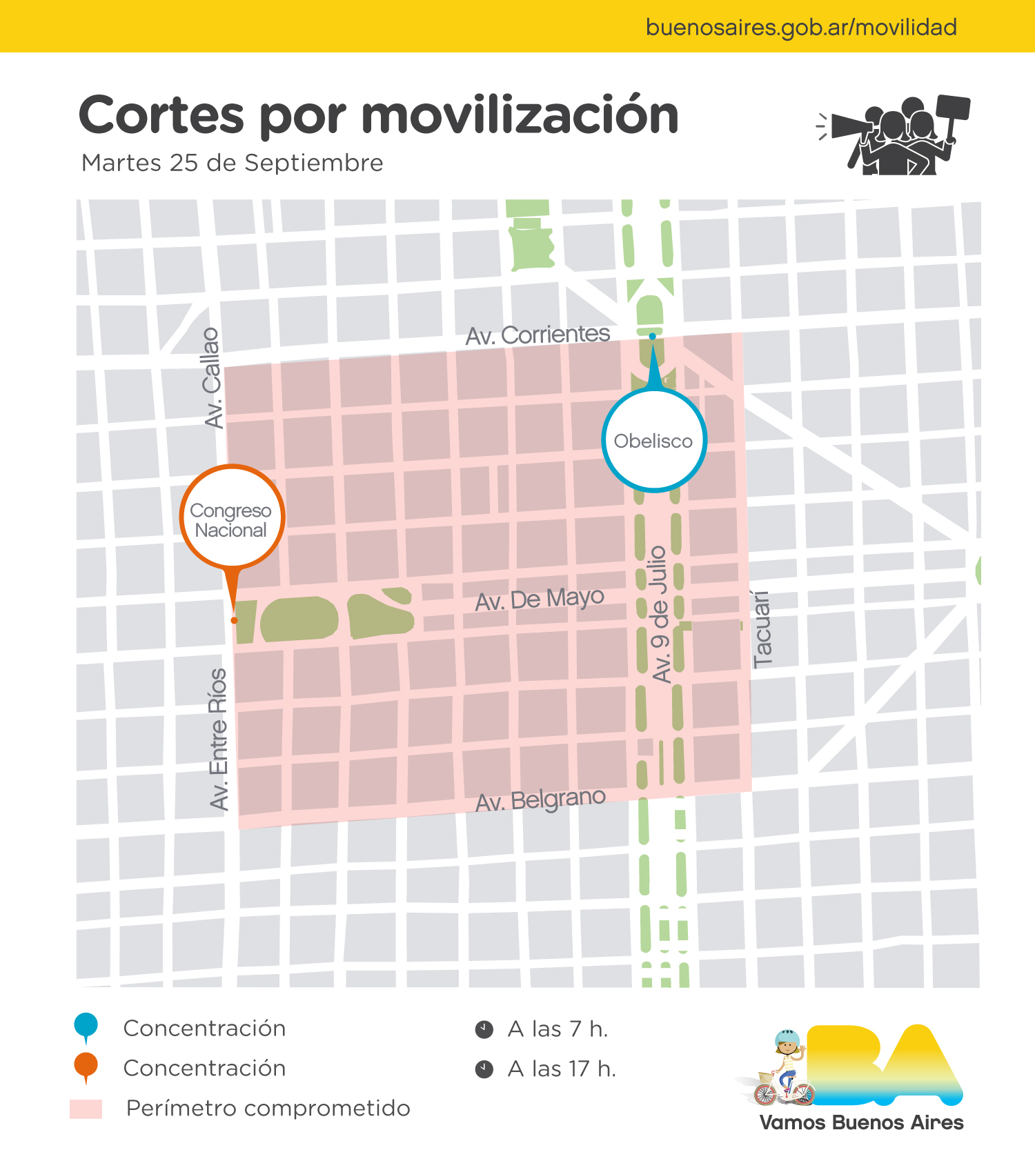 Se puede estacionar libremente hasta las 21 y los peajes son gratuitos en la jornada de paro