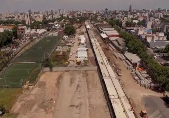 La obra del Parque Ferroviario Palermo, vista desde un drone
