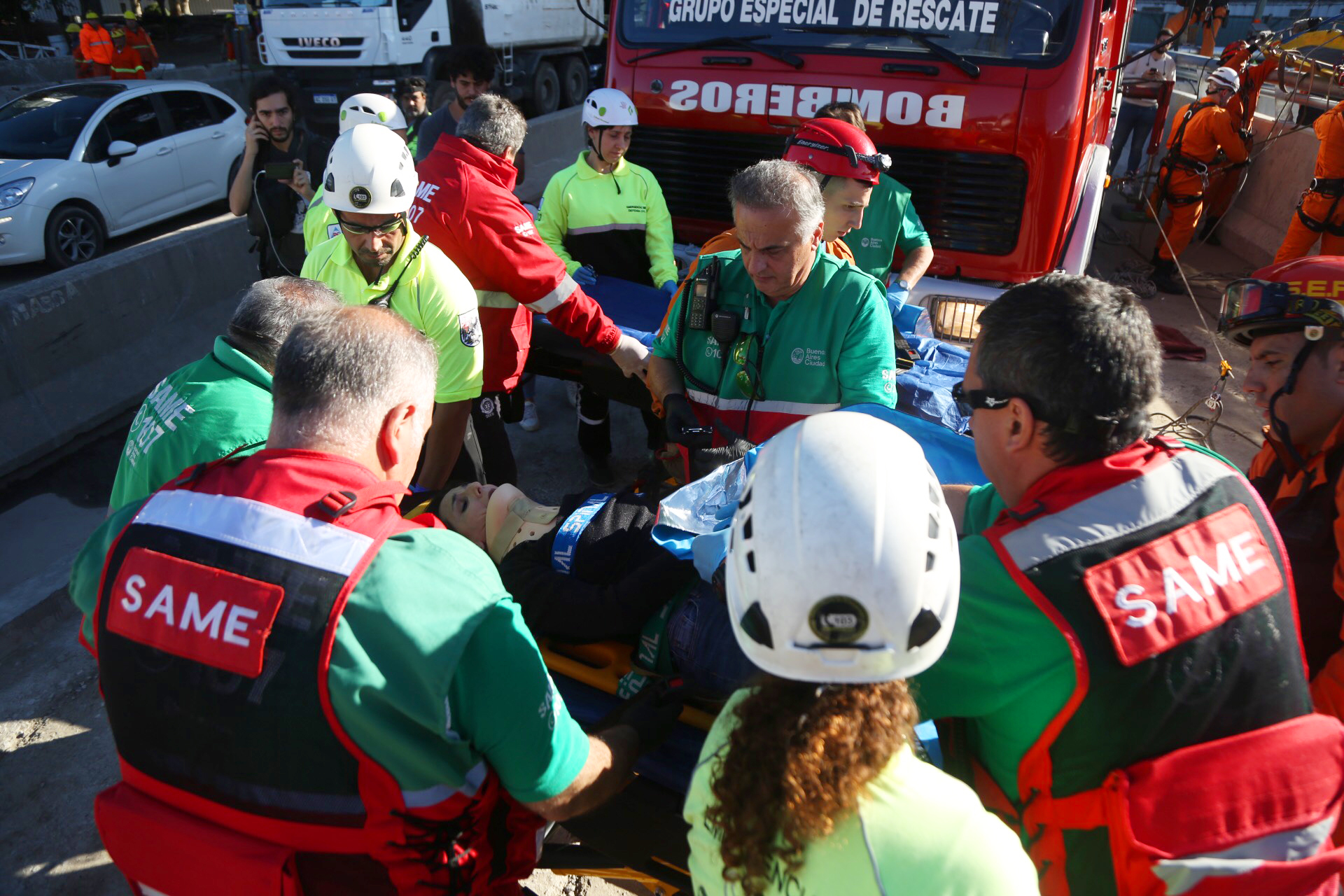 Rodríguez Larreta presenció un simulacro de evacuación en el Paseo del Bajo, a días de su inauguración