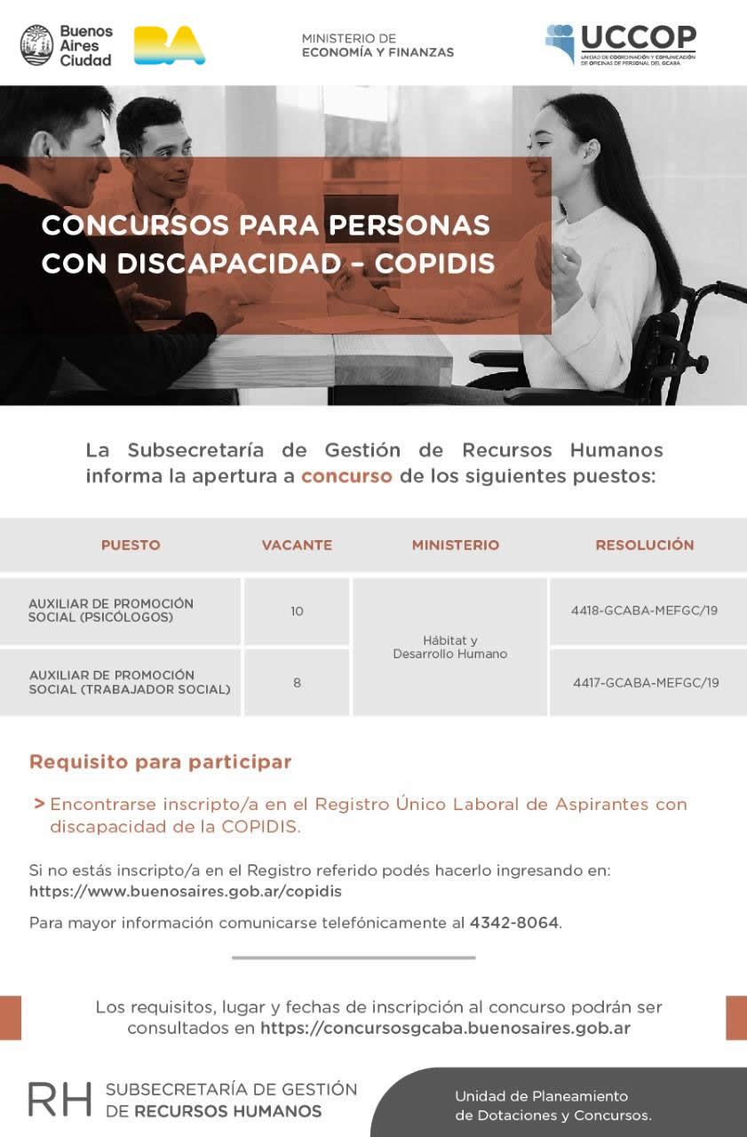  Concursos para personas con discapacidad - COPIDIS