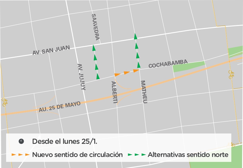 Cambios en la circulación sobre la calle Cochabamba entre Alberti y Matheu 