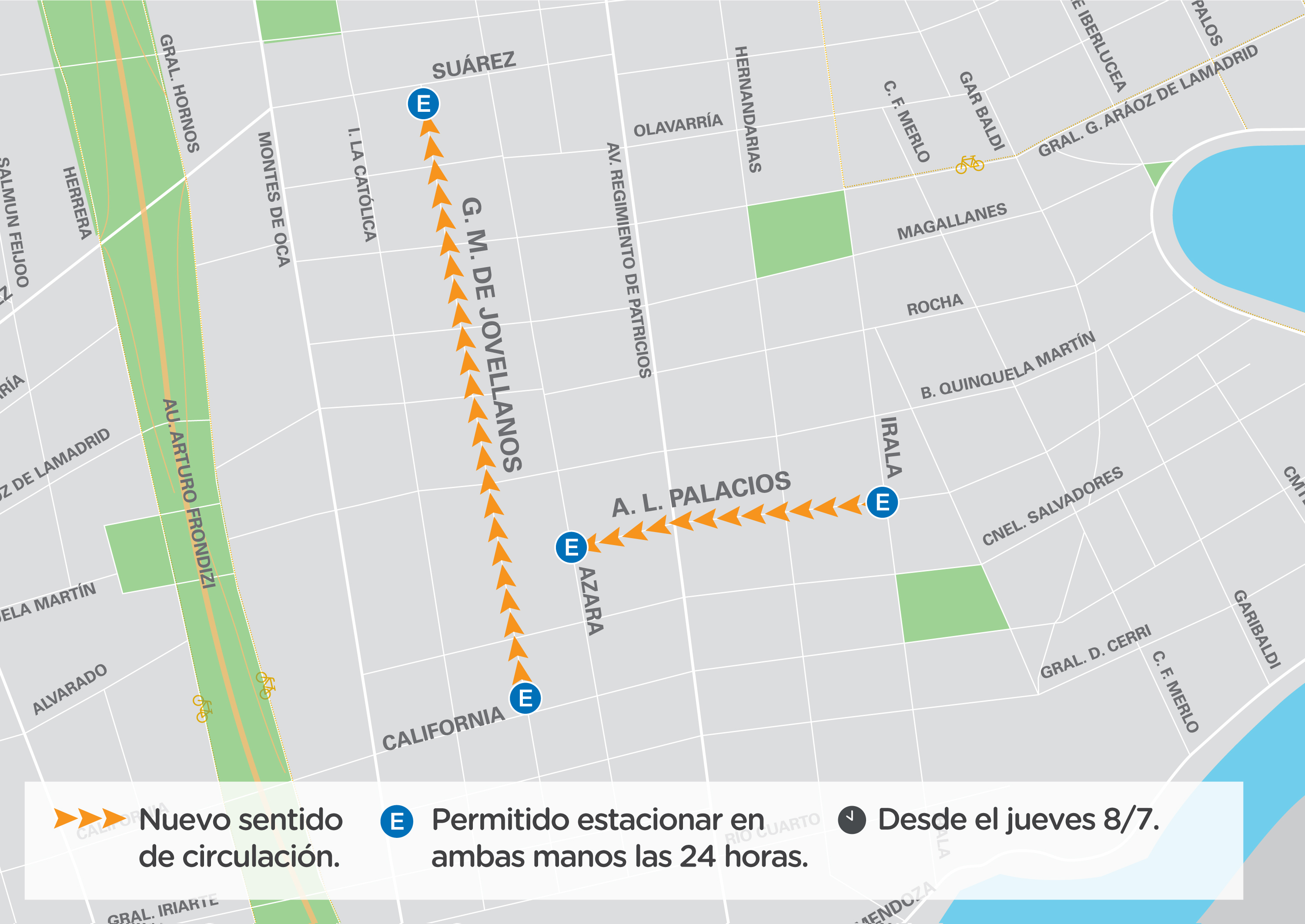 Cambio de sentido en las calles Jovellanos y Palacios