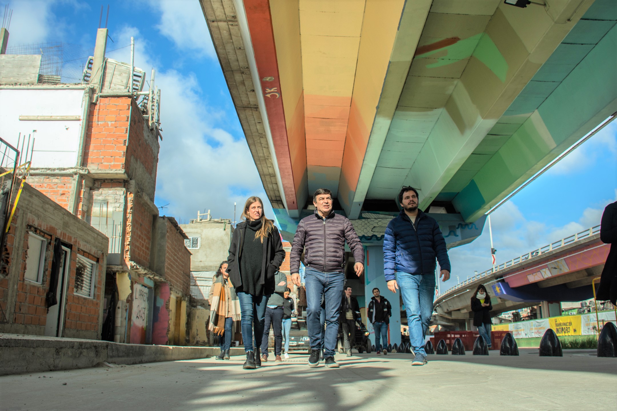 Migliore y De Marchi recorrieron las obras del Bajo Autopista en el Barrio Mugica 