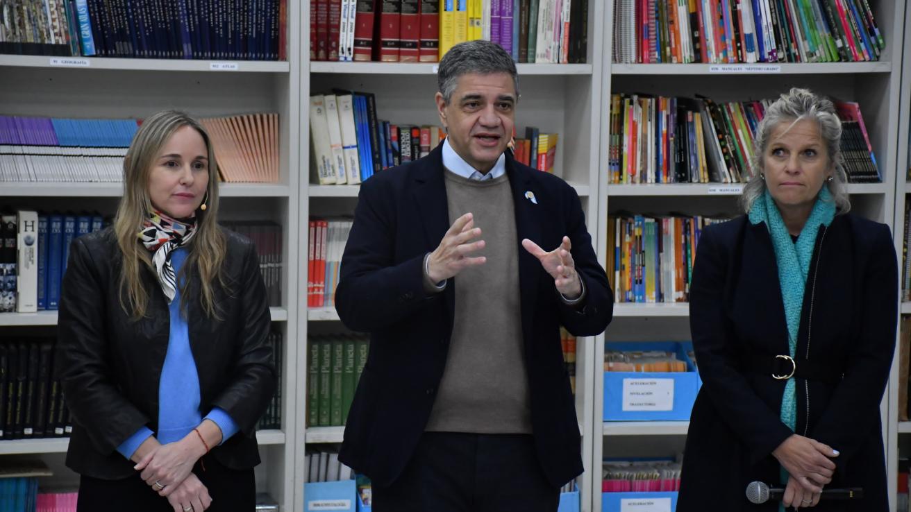 El Jefe de Gobierno, Jorge Macri, en el anuncio sobre regulación del uso de celulares en el aula.