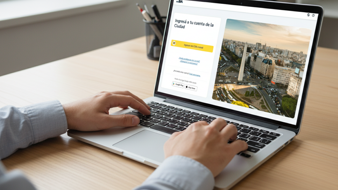 Una persona accediendo a la web de MiBA