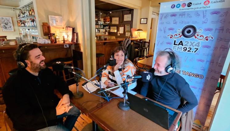 Julián Díaz con Luis Tarantino y Paola Ferrería