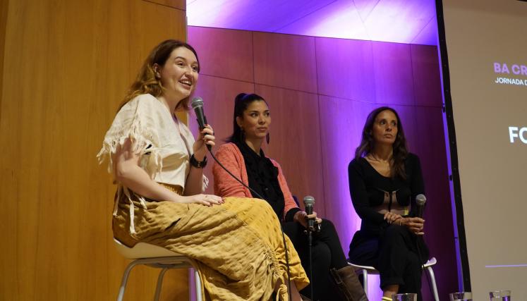 Valentina Suárez (Universo MOLA), Fedra Mauricci (Back in Fashion), Megui Ventura (Somos Diversity) en las jornadas de BA Creativa Circular.