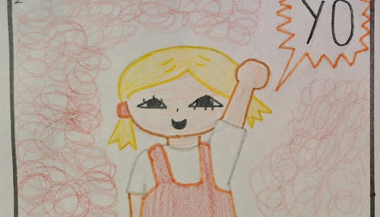 Dibujo de nena diciendo Yo