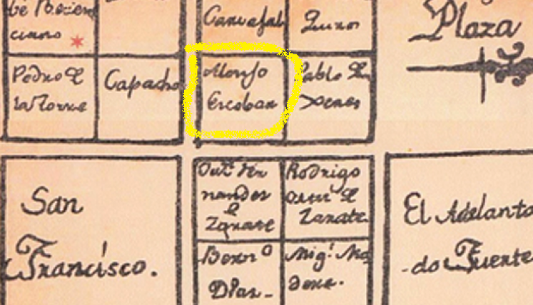 Detalle de un plano antiguo con subdivisiones en parcelas