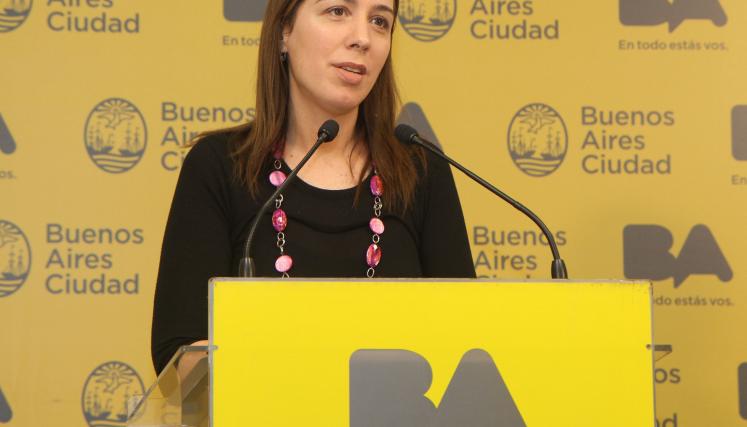 La vicejefa de Gobierno de la Ciudad, María Eugenia Vidal, durante la conferencia de prensa que brindó al término de la reunión de Gabinete, que se realizó esta mañana en el Centro Único de Coordinación y Control (CUCC), en el barrio porteño de Chacarita. Foto: Sandra Hernandez-gv/GCBA.